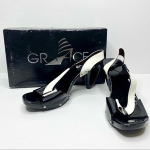 Vintage Grace Patent Slingback with Cutout Heels